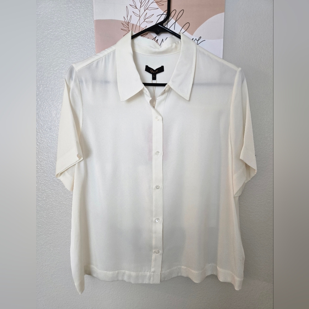 Quince Silk Button-Up Blouse